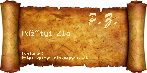 Pétyi Zia névjegykártya